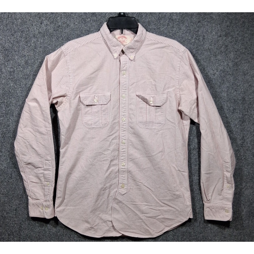 Brooks Brothers Mens X Slim Supima Cotton Red Stripe Button Down Shirt Medium